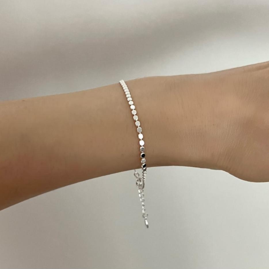 925 Sterling Silver Round Bead Chain Bracelet Bangle