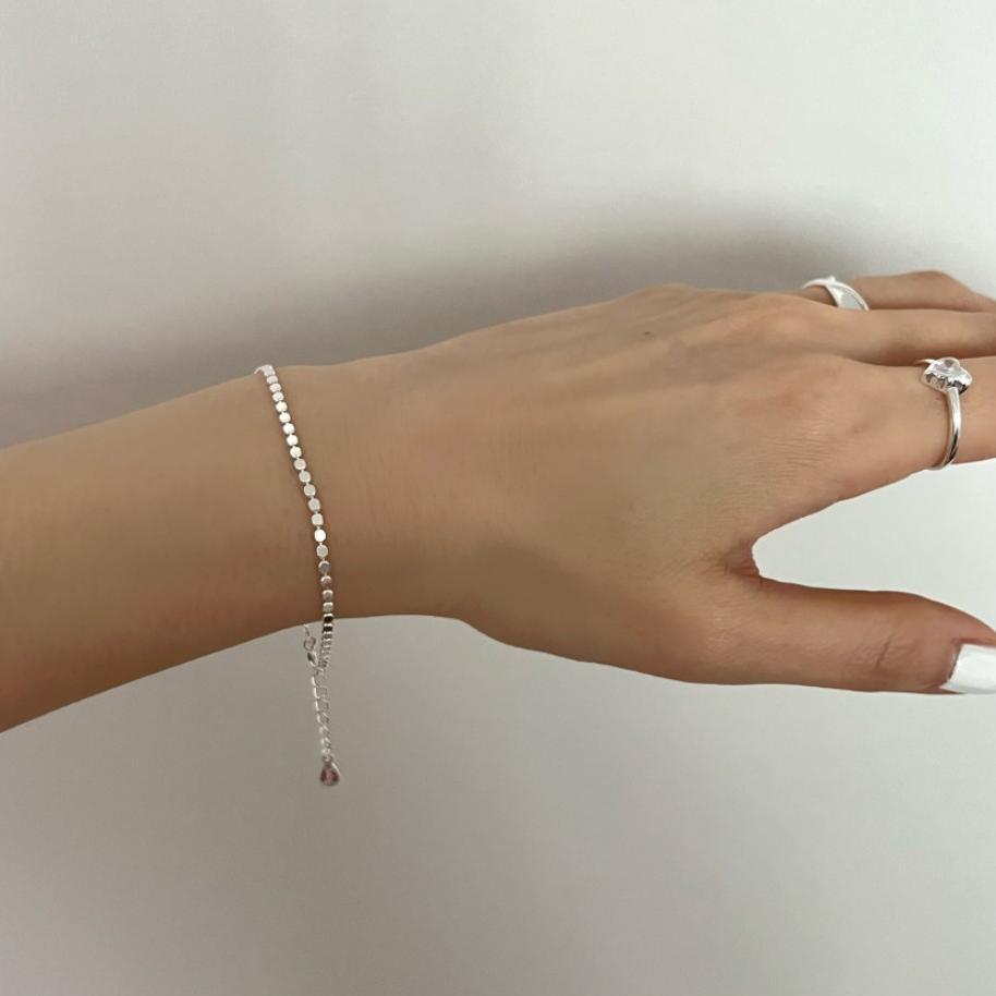 925 Sterling Silver Round Bead Chain Bracelet Bangle