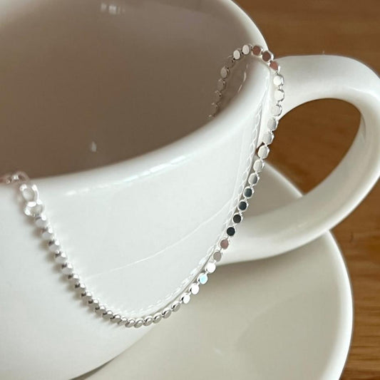 925 Sterling Silver Round Bead Chain Bracelet Bangle