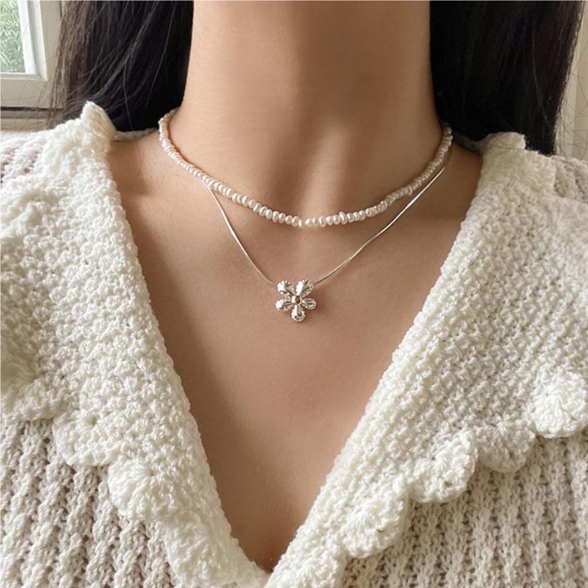 925 Sterling Silver Flower Pendant Necklace