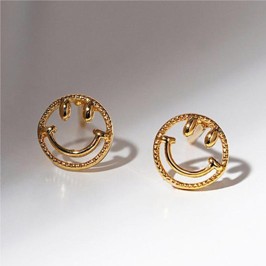 925 Sterling Silver Smile Face Earring Studs