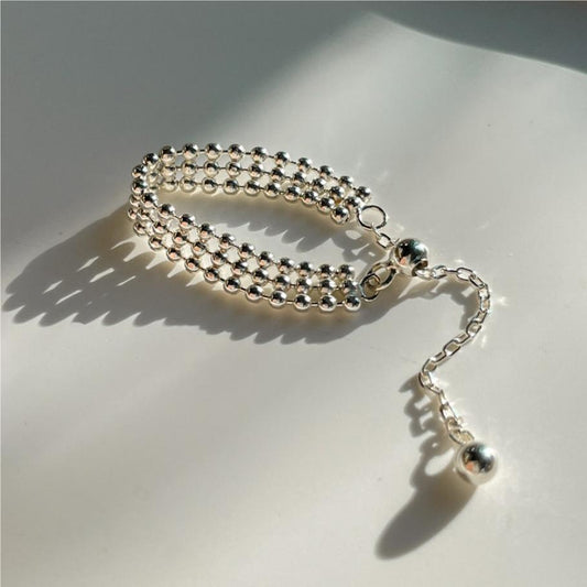 925 Sterling Silver Layered Ball Chain Ring