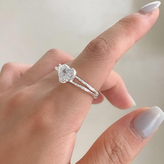 925 Sterling Silver Heart CZ Ring