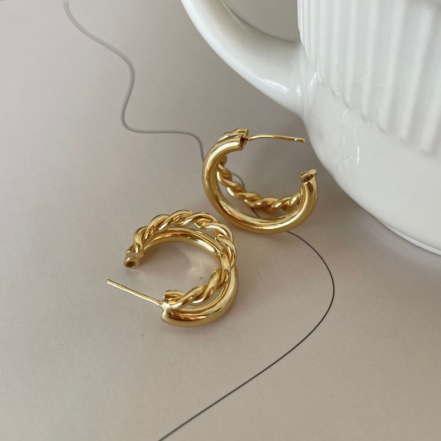 925 Sterling Silver Layered Hoop Earrings