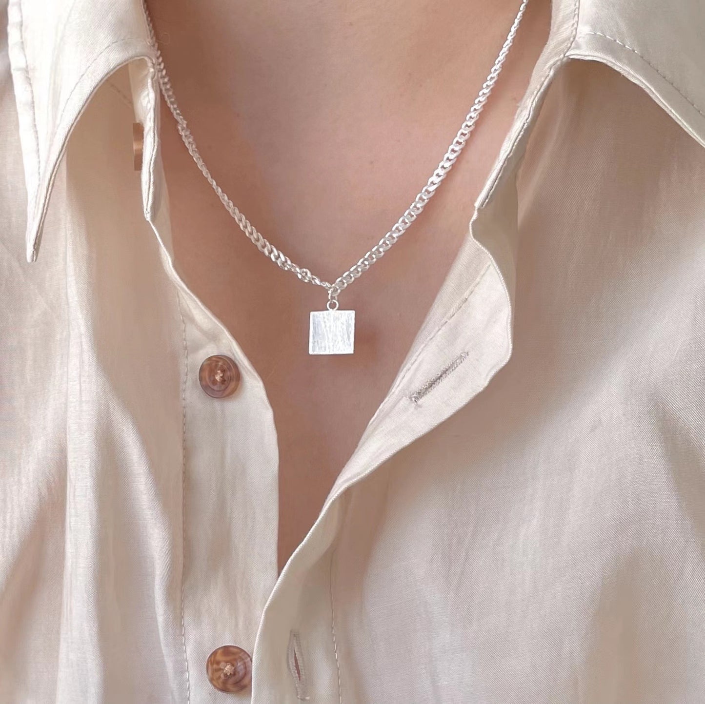 925 Sterling Silver Cube Chain Necklace