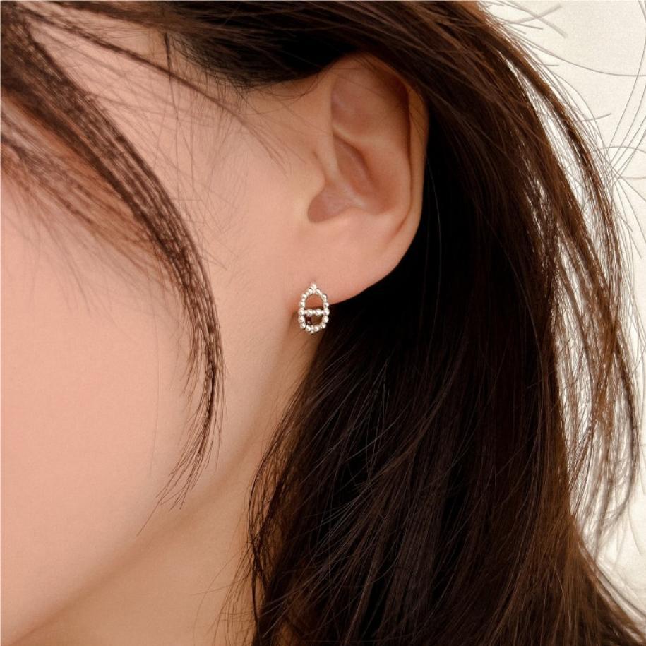 925 Sterling Silver Beaded Hoop Earrings