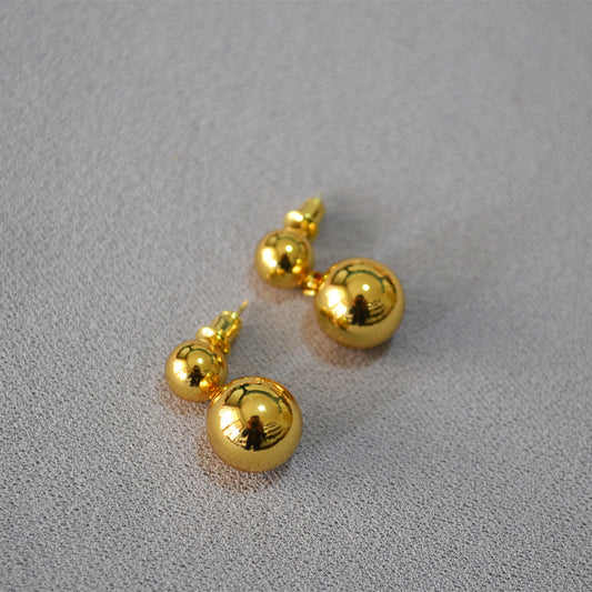 Brass Drop Ball Earrings