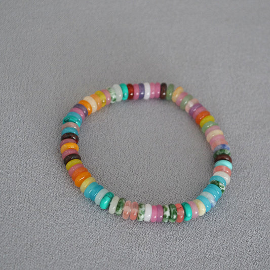 Brass Colorful Bead Bracelet Bangle