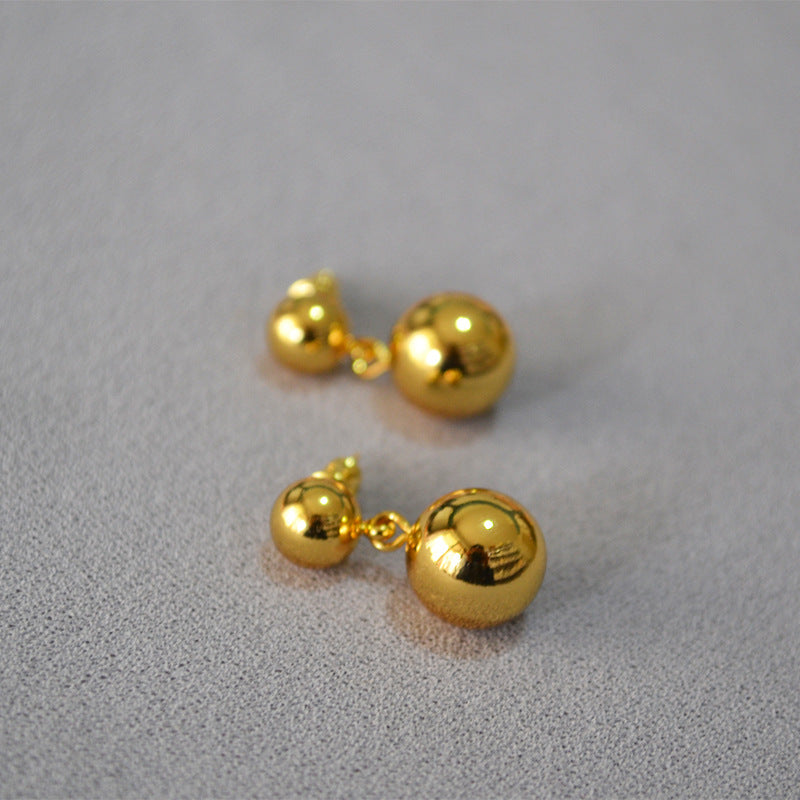 Brass Drop Ball Earrings