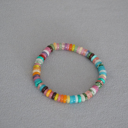 Brass Colorful Bead Bracelet Bangle