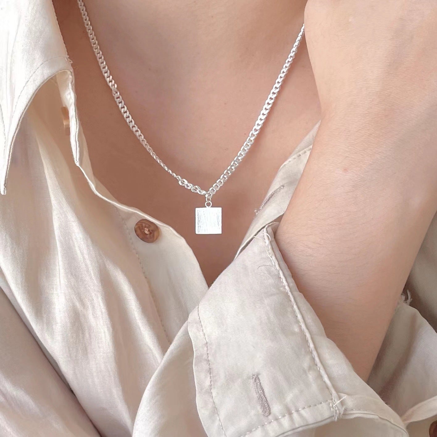 925 Sterling Silver Cube Chain Necklace