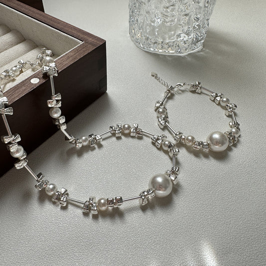 925 Sterling Silver Pearl Bracelet Bangle