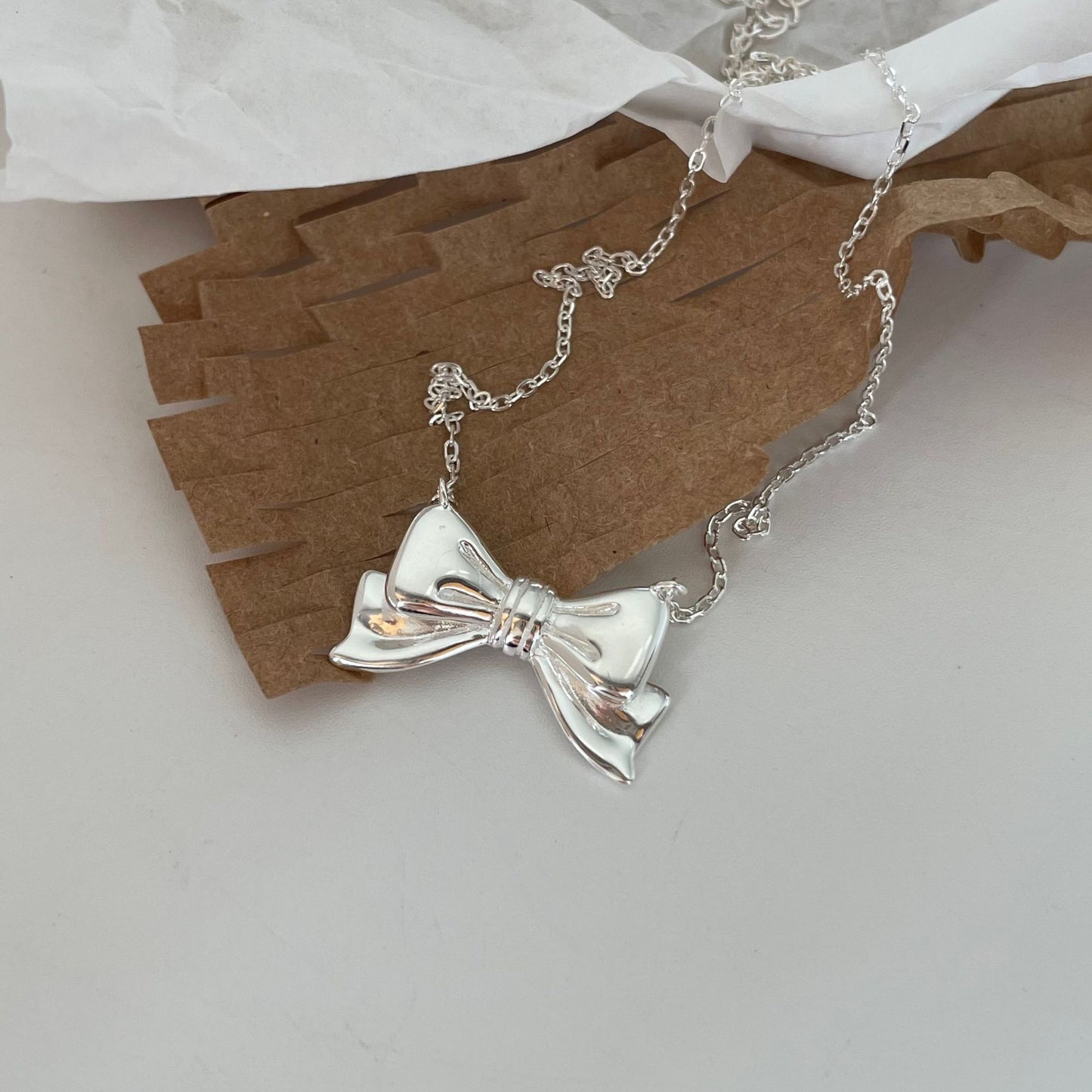 925 Sterling Silver Bow Pendant Necklace