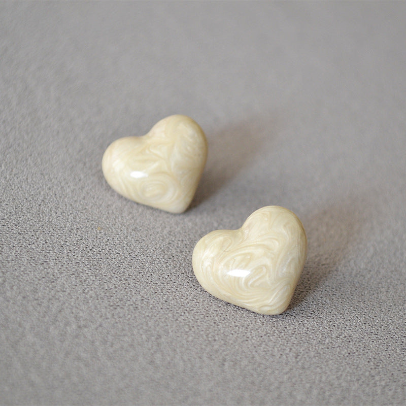 Brass Sweet Heart Enamel Earrings