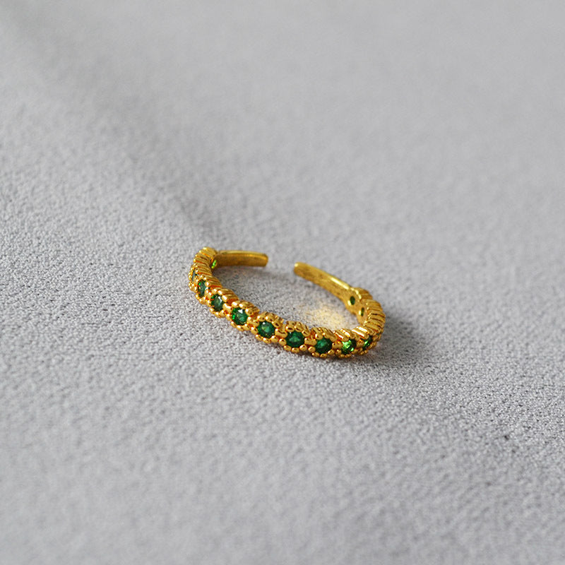 Brass Zircons Adjustable Ring