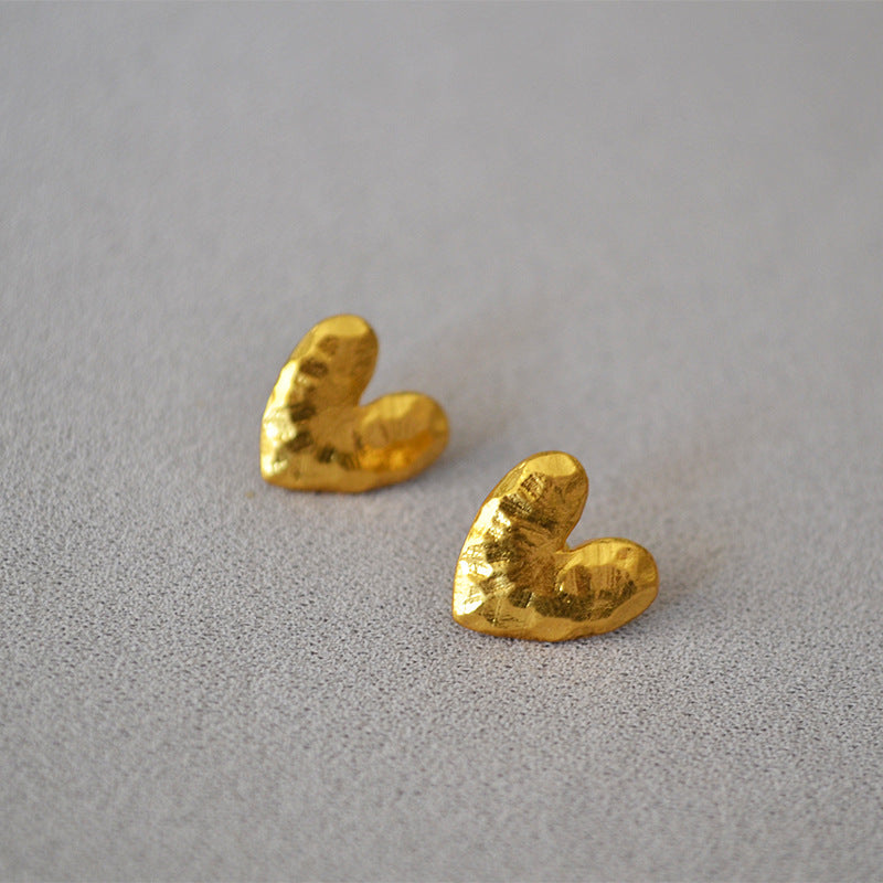 Ins Fashion Brass Sweet Heart Earrings