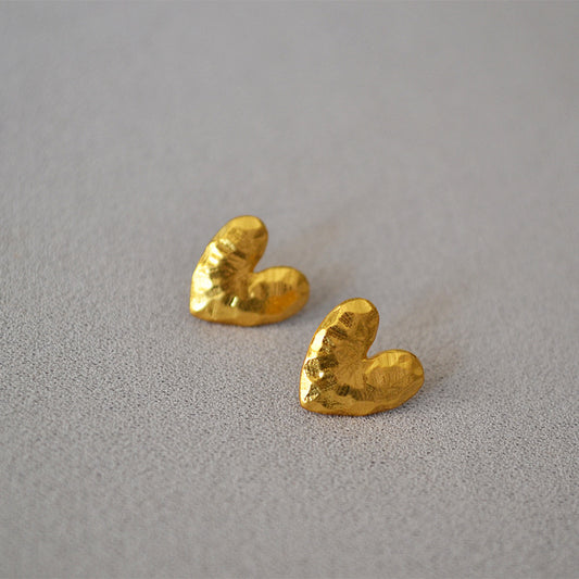 Ins Fashion Brass Sweet Heart Earrings