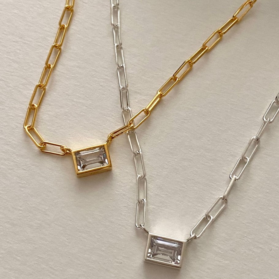 925 Sterling Silver Lenk Chain Cube Pendant Necklace