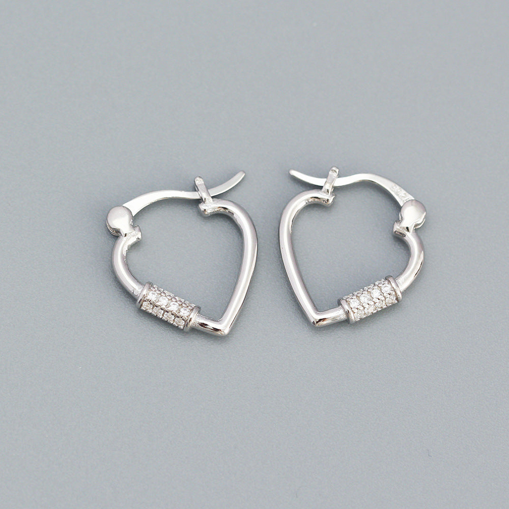 925 Sterling Silver CZ Heart Earrings