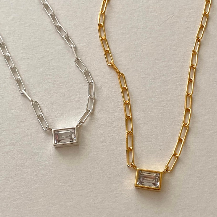 925 Sterling Silver Lenk Chain Cube Pendant Necklace