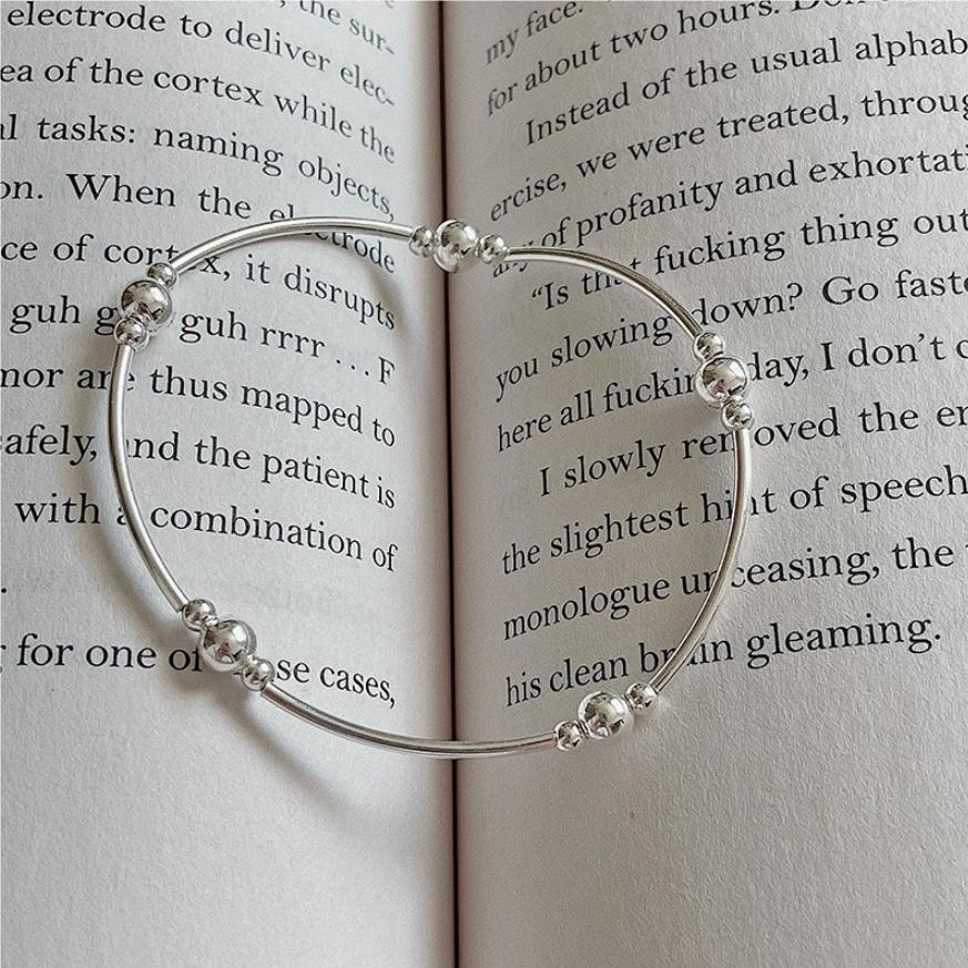 925 Sterling Silver Ball Bead Trendy Bracelet Bangle