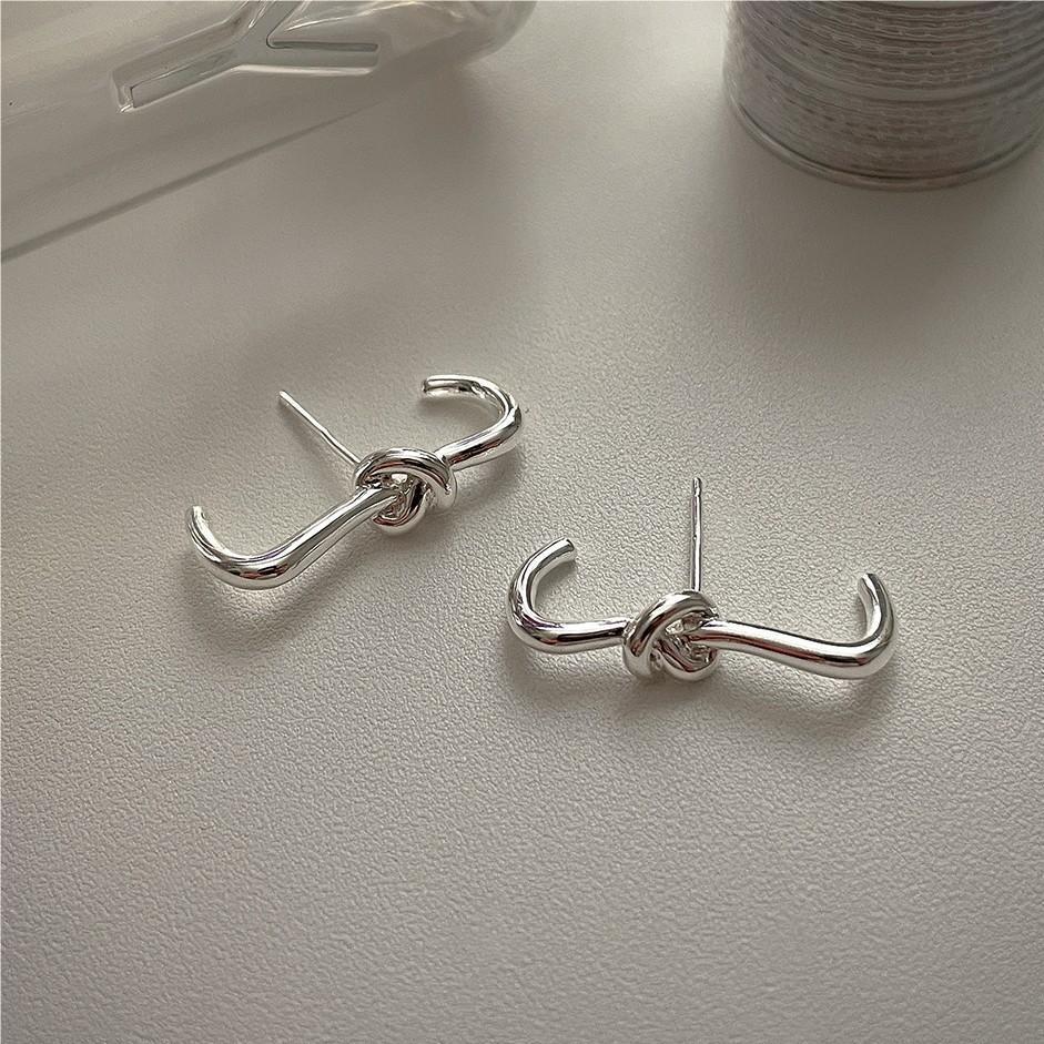 925 Sterling Silver E Shape Stud Earrings