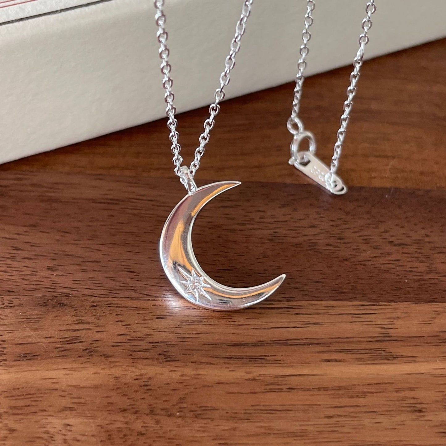 925 Sterling Silver Moon Pendant Necklace