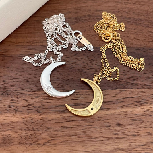 925 Sterling Silver Moon Pendant Necklace