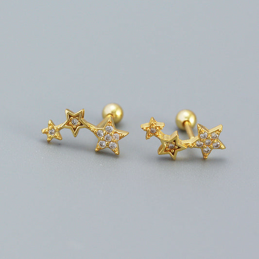 925 Sterling Silver Star CZ Earring Studs