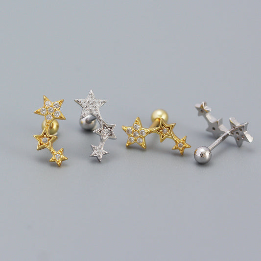 925 Sterling Silver Star CZ Earring Studs