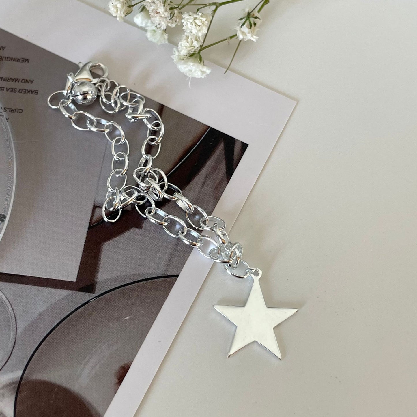 925 Sterling Silver Star Pendant Bracelet Bangle