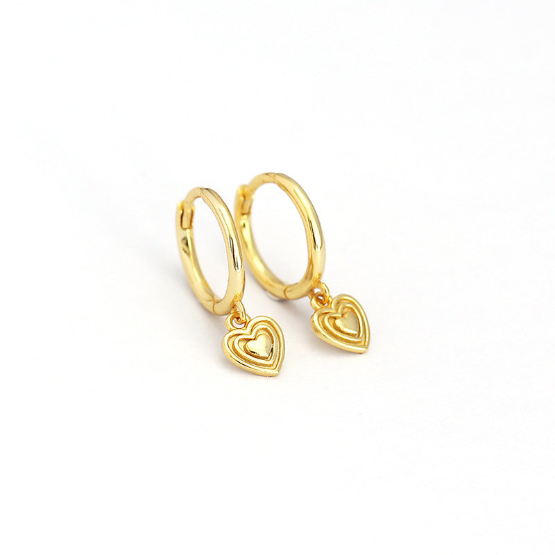 925 Sterling Silver Heart Charm Hoop Earrings