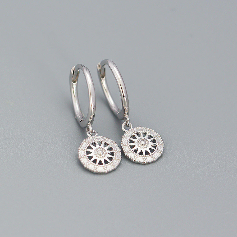 925 Sterling Silver Hexagram Charm Hoop Earrings