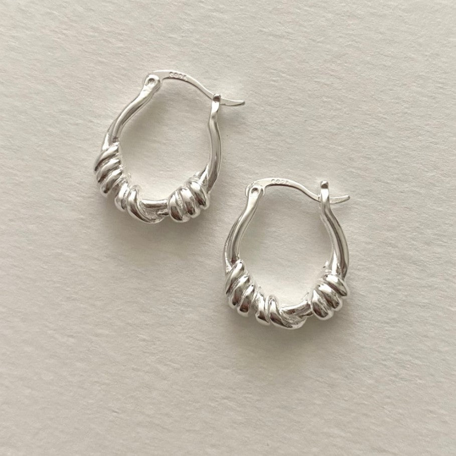 925 Sterling Silver Twisted Hoop Earrings