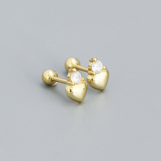 925 Sterling Silver Heart Stud Earrings