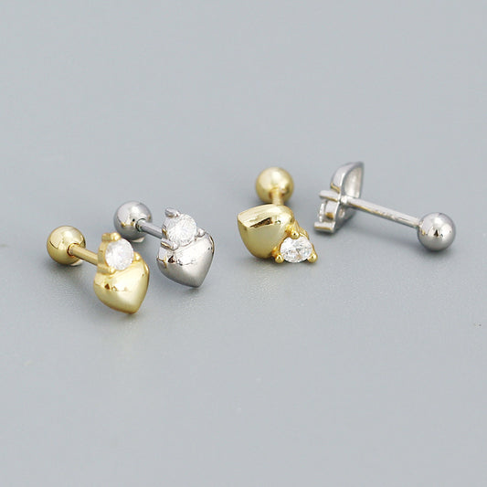 925 Sterling Silver Heart Stud Earrings