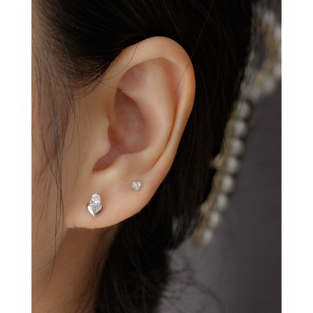 925 Sterling Silver Heart Stud Earrings