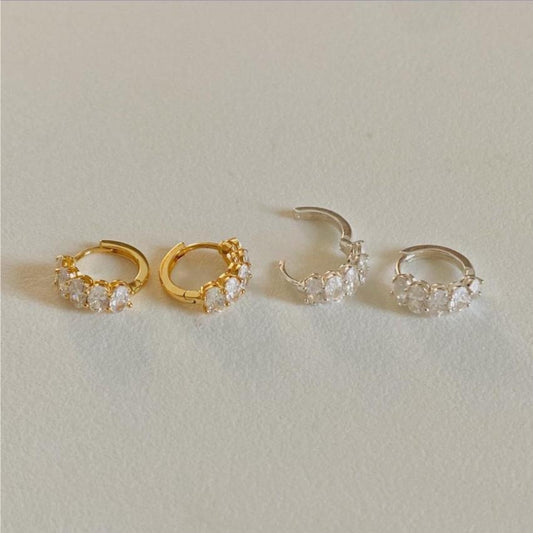 925 Sterling Silver CZ Hoop Earrings