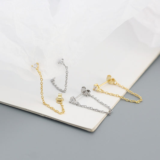 925 Sterling Silver Drop Chain Earrings