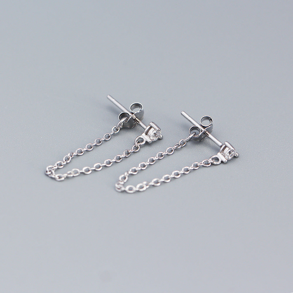 925 Sterling Silver Drop Chain Earrings