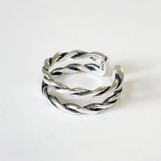 925 Sterling Silver Layered Rope Ring