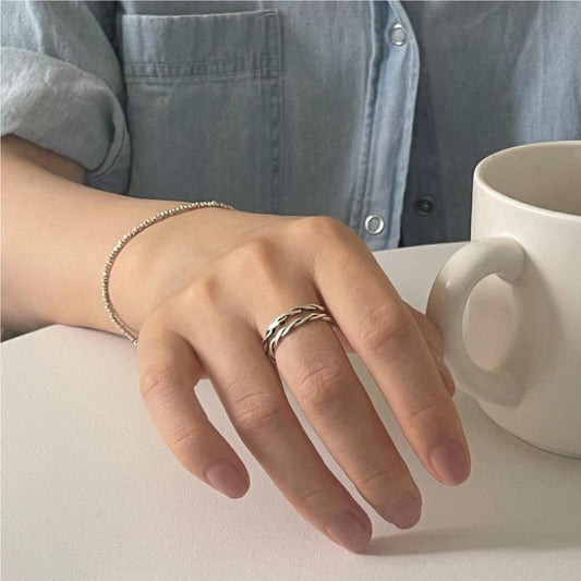 925 Sterling Silver Layered Rope Ring