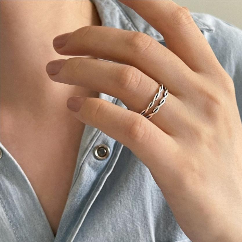 925 Sterling Silver Layered Rope Ring