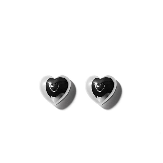 925 Sterling Silver Small Heart Shape Stud Earrings