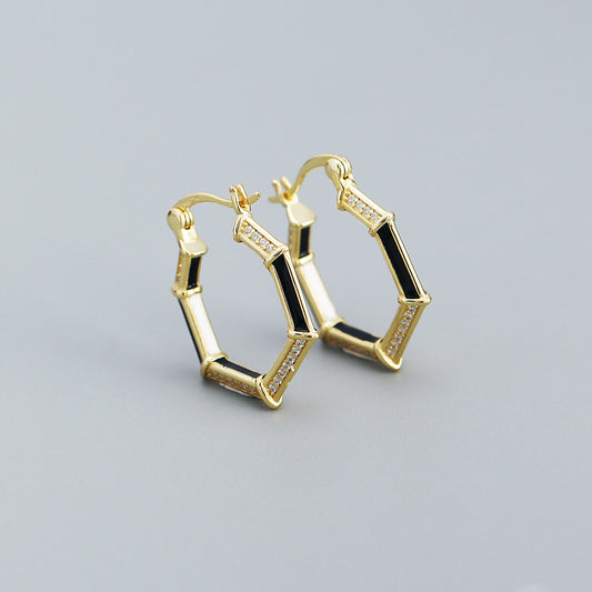 925 Sterling Silver Hexagonal Earrings