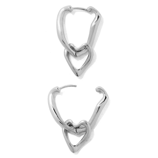 925 Sterling Silver Heart Shape Earrings