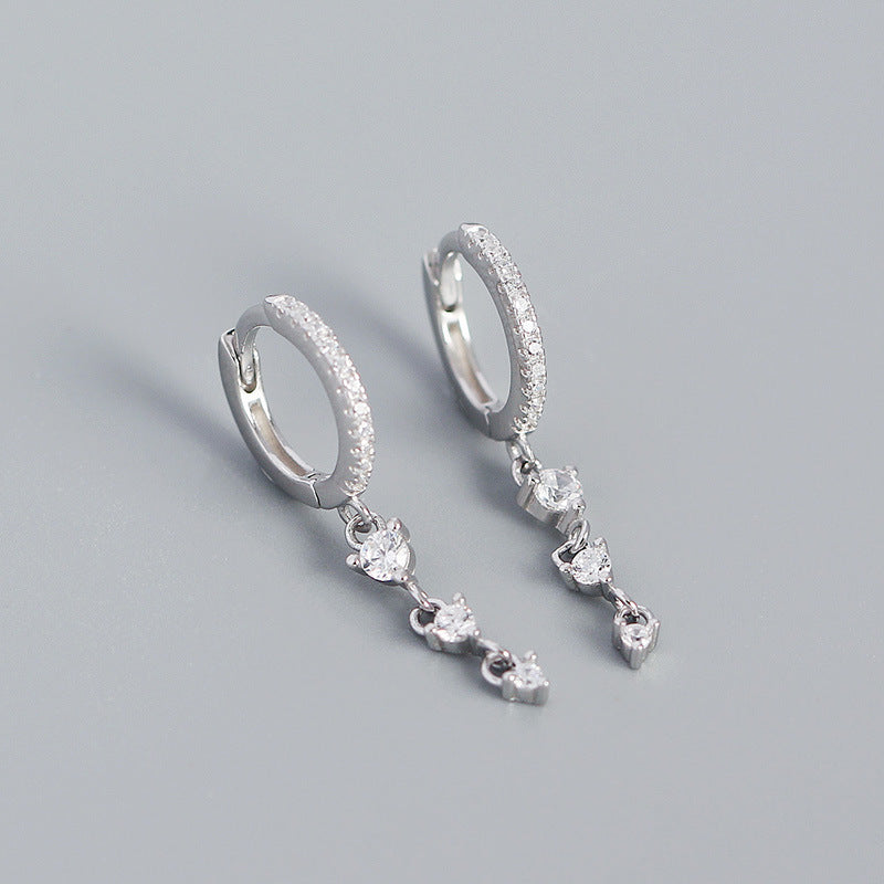 925 Sterling Silver Dangle Hoop Earrings