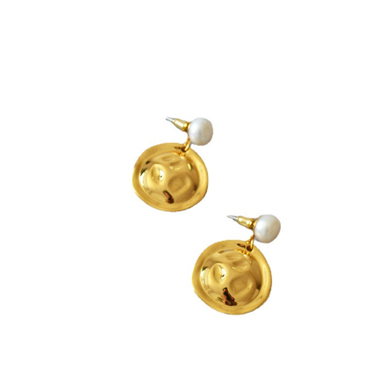 Brass Pearl Earrings