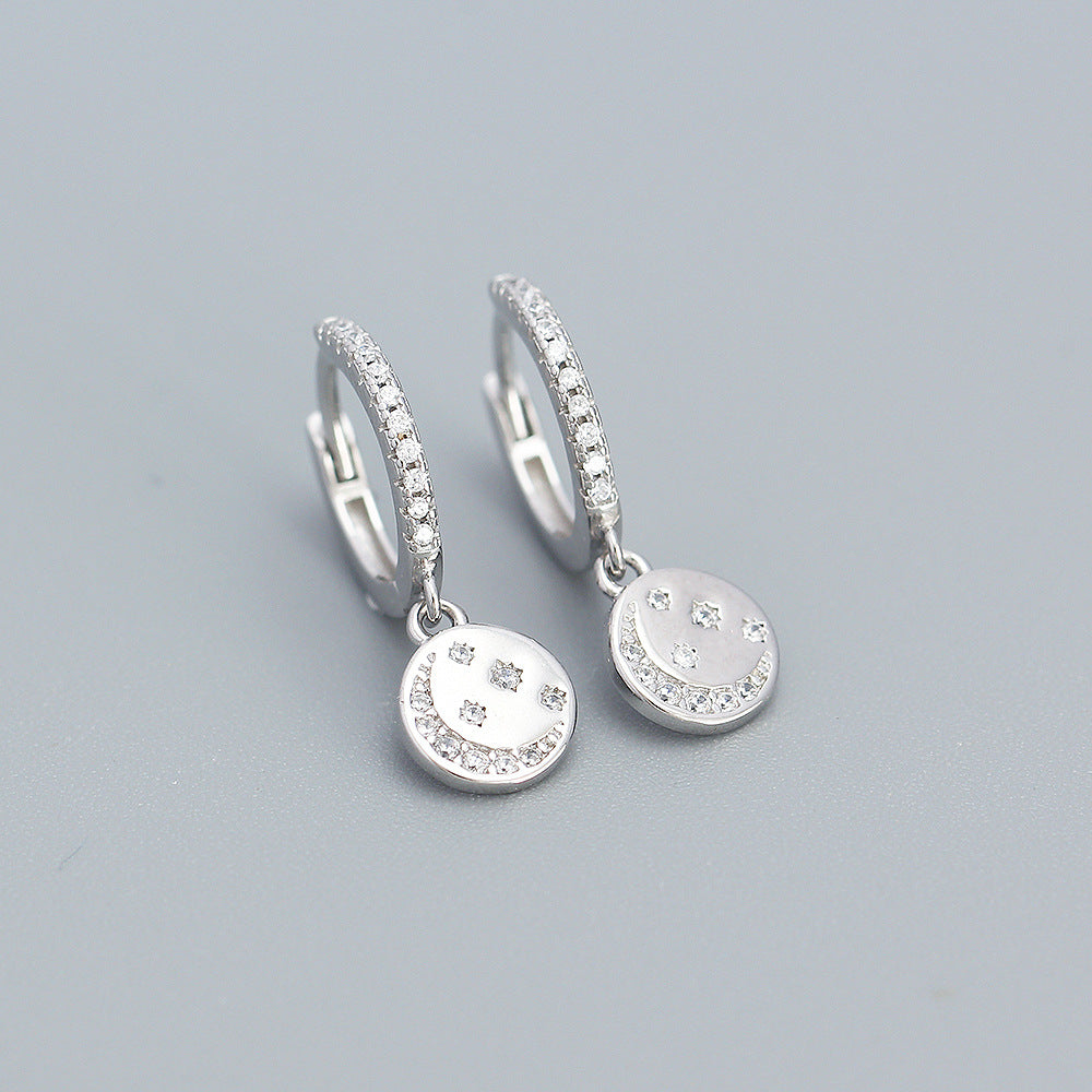 925 Sterling Silver Earrings With Round Plate Pendent