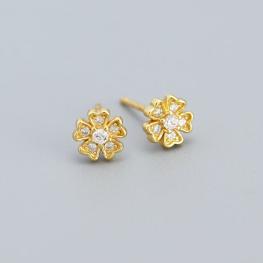 925 Sterling Silver Flower Stud Earrings